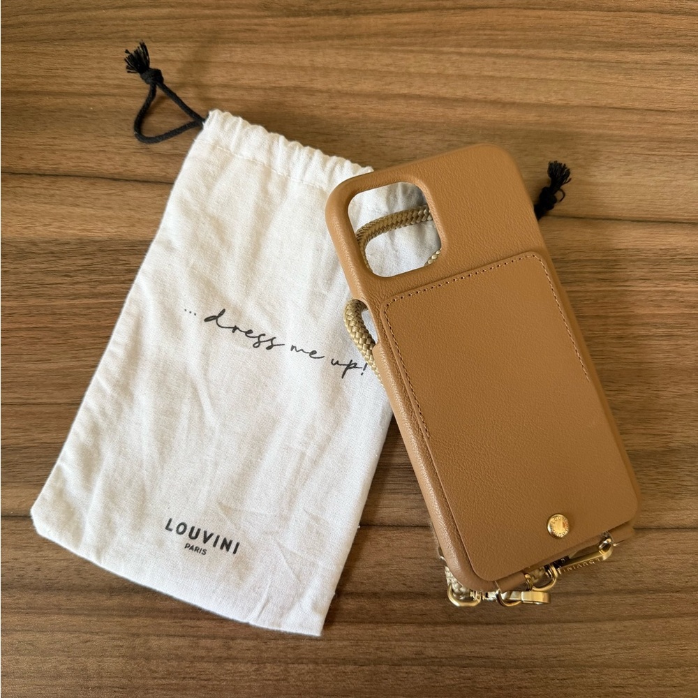 Like New - Louvini iPhone 12 Pro Max Leather Case with Crossbody Strap